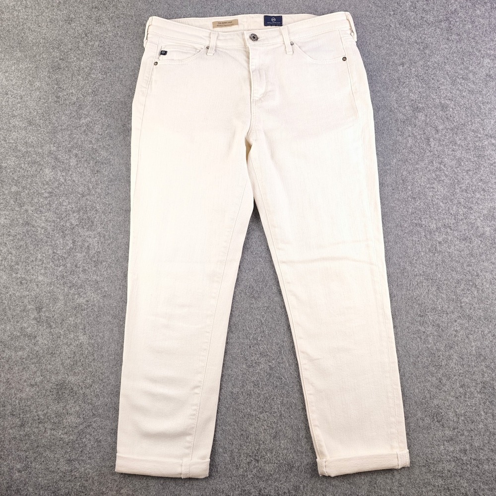AG Adriano Goldschmied The Prima Crop Mid-Rise Cigarette Jeans White Womens 28
